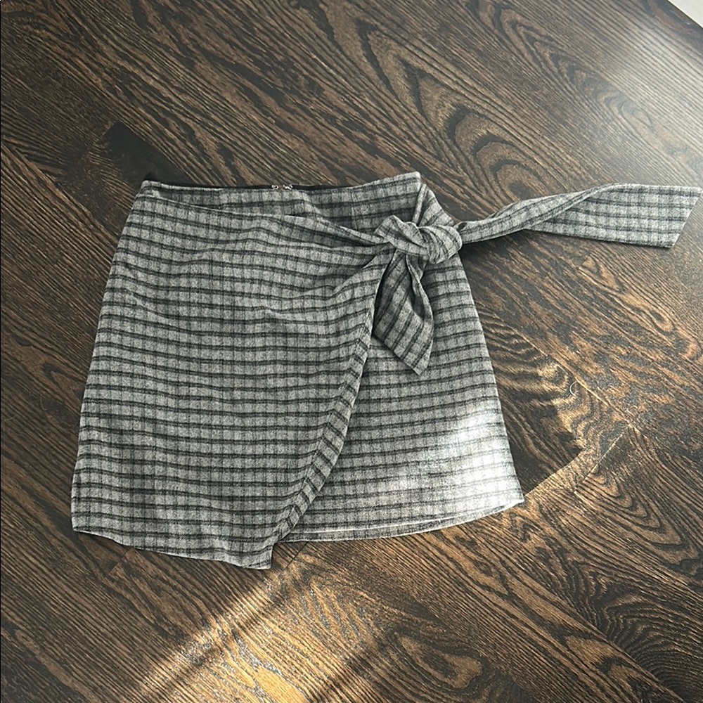 Wilfred Grey Plaid Wrap Skirt